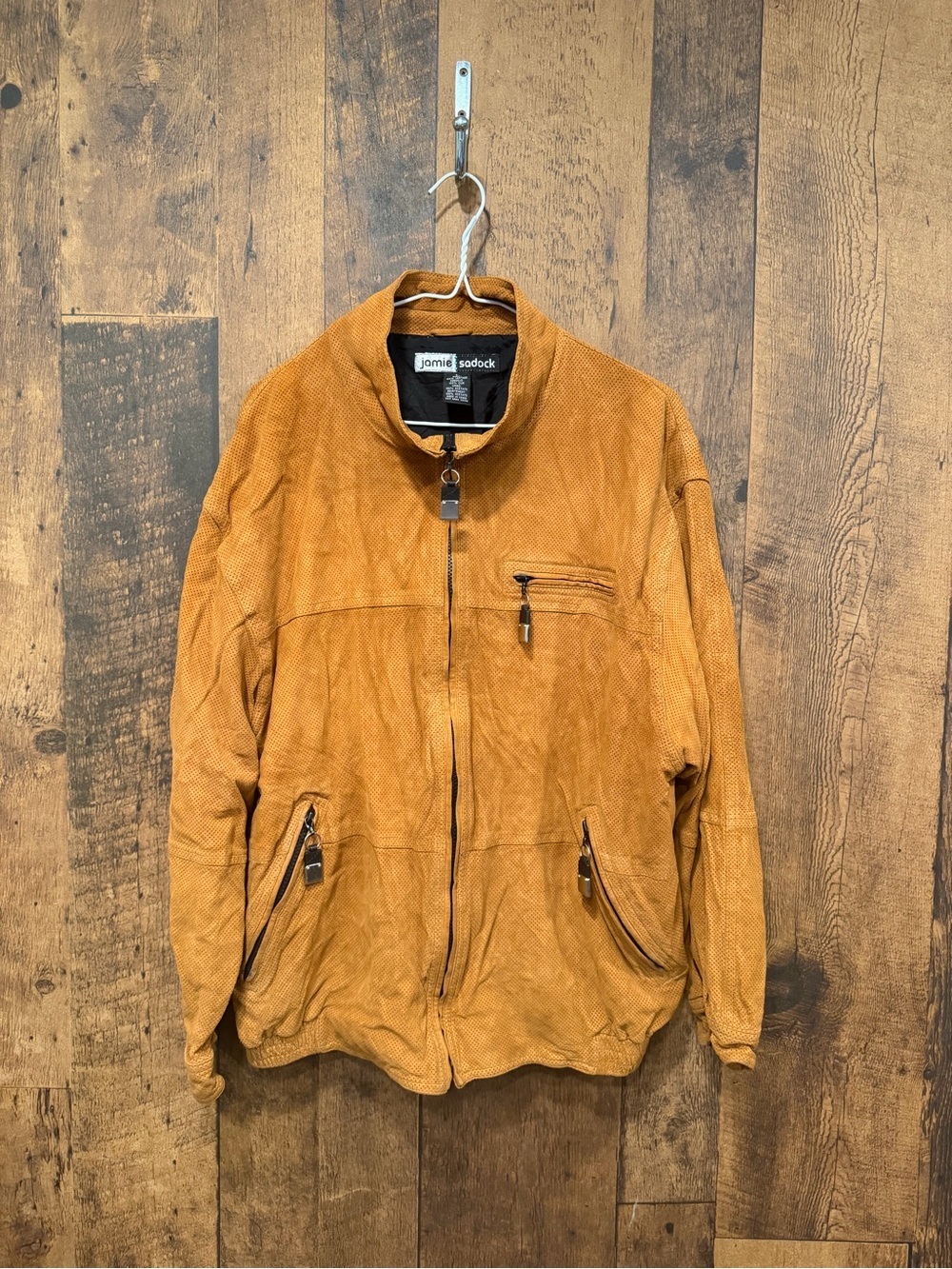 jamie sadock Ochre Suede Zip Bomber Jacket large